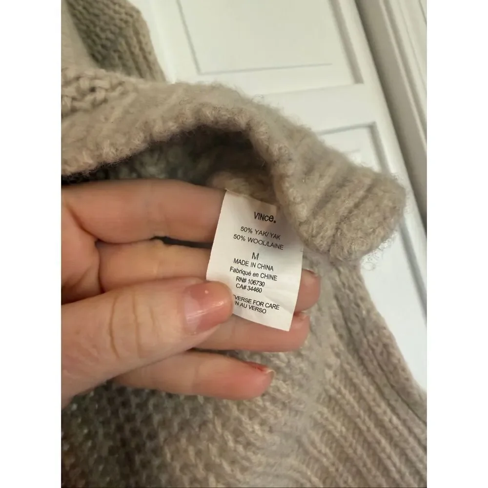 Vince Yak Wool blend tan turtleneck sweater size M